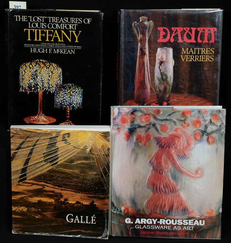 (4) BOOKS ABOUT ART GLASS: (4) BOOKS ABOUT ART GLASS (1) BOOK WRITTEN IN FRENCH TITLED "GALLE", PUBLISHED 1985-1986 BY MINISTERE DE LA CULTURE - (1) G. ARGY-ROUSSEAU GLASSWARE AS ART BY BLOCH-DERMANT - (1) DAUM MAITRES VERRIERS