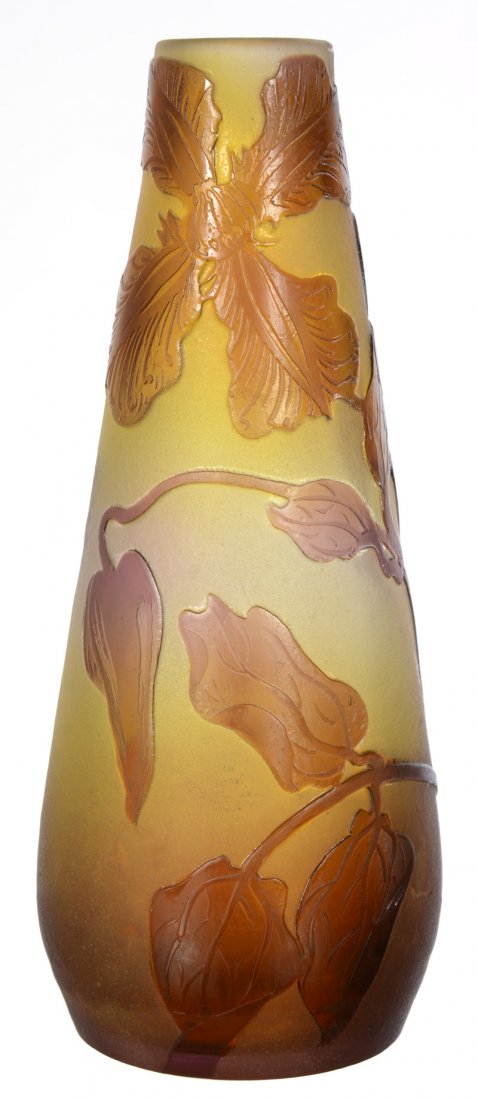 7" SIGNED GALLE FRENCH CAMEO TWO COLOR ART GLASS VASE (1 of 3)