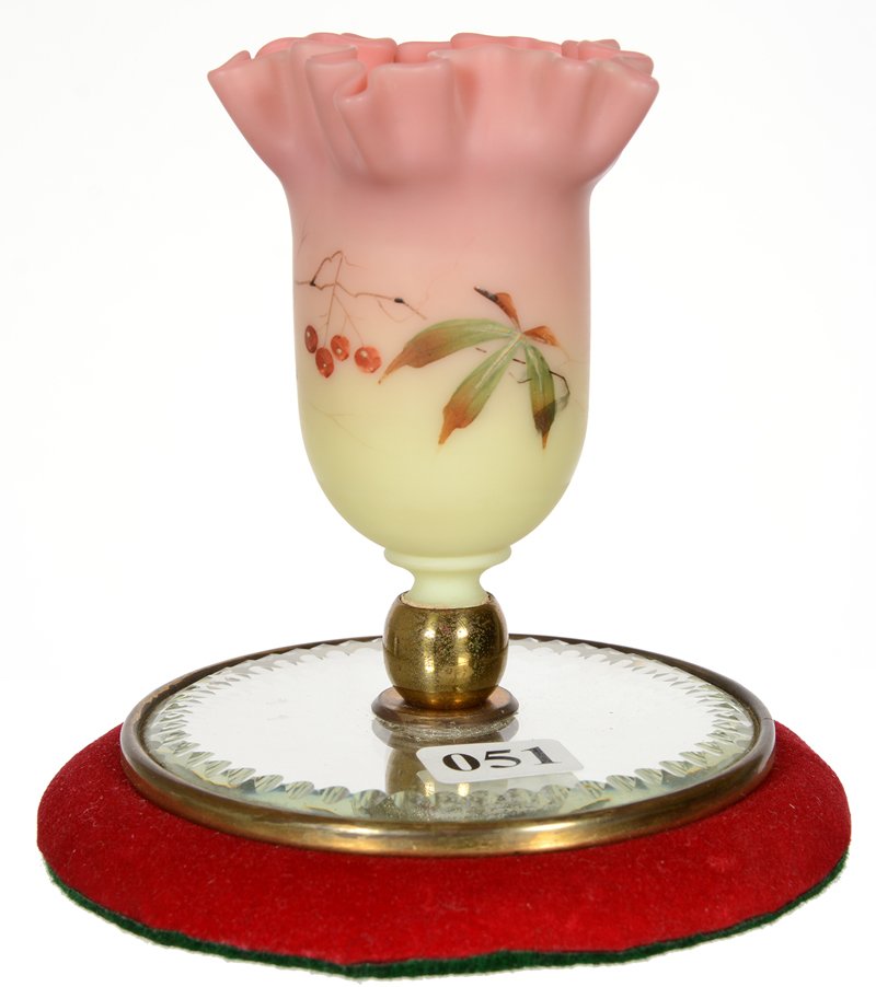 5" X 5" DECORATED WEBB BURMESE EPERGNE ON BEVELED (1 of 3)