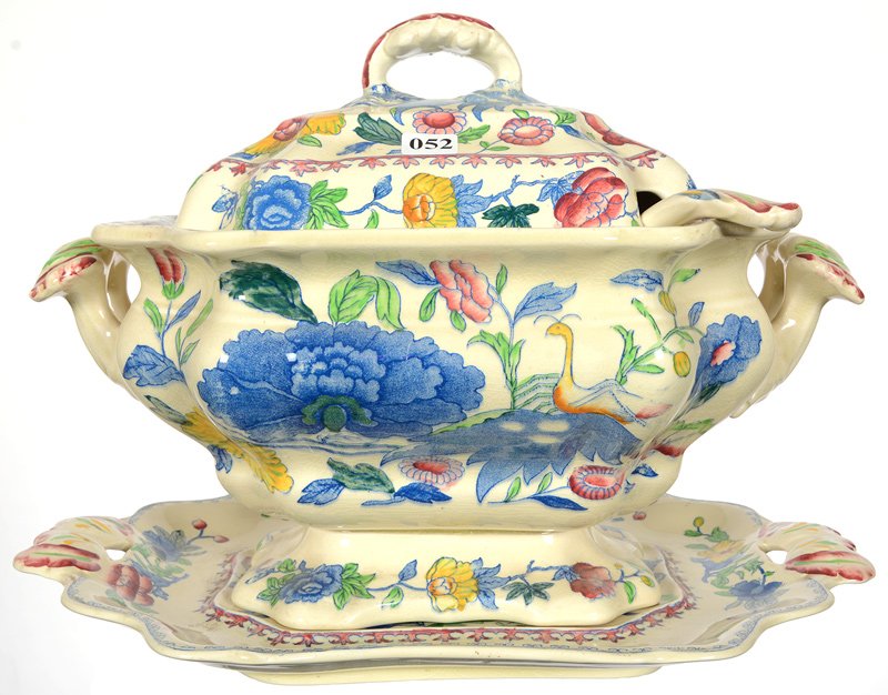 10 1/2" X 14 1/2" MASONS IRONSTONE COVERED TUREEN WITH (1 of 4)