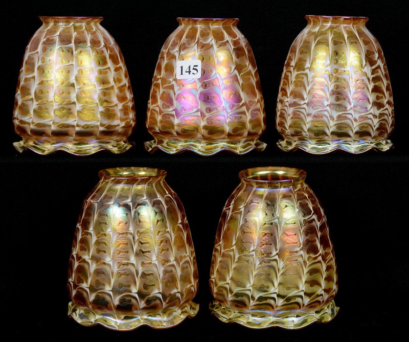 (5) 4 1/2" SIGNED QUEZAL ART GLASS LIGHT SHADES (1 of 4)