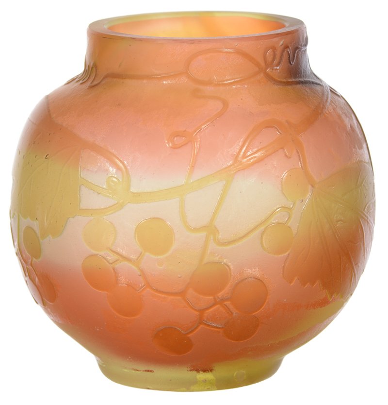 3 1/4" SIGNED GALLE FRENCH CAMEO ART GLASS CABINET VASE (1 of 3)