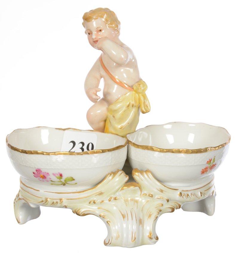 5" X 5" KPM PORCELAIN FIGURAL DOUBLE SALT (1 of 3)