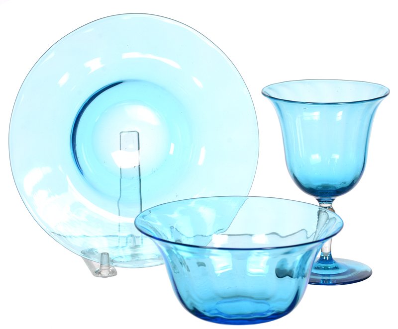 (39) PIECE SIGNED STEUBEN BLUE CELESTE ART GLASS (1 of 6)