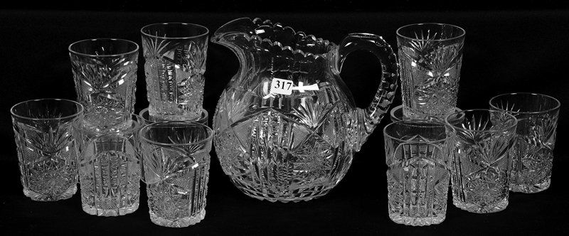 7 1/4" SIGNED LIBBEY AMERICAN BRILLIANT CUT GLASS WATER (1 of 3)