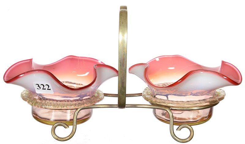 6" X 10" DOUBLE ART GLASS SWEETMEAT (1 of 2)