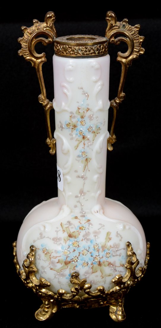 8" WAVECREST (BANNER MARK) FOOTED TWO HANDLED ART GLASS (1 of 3)