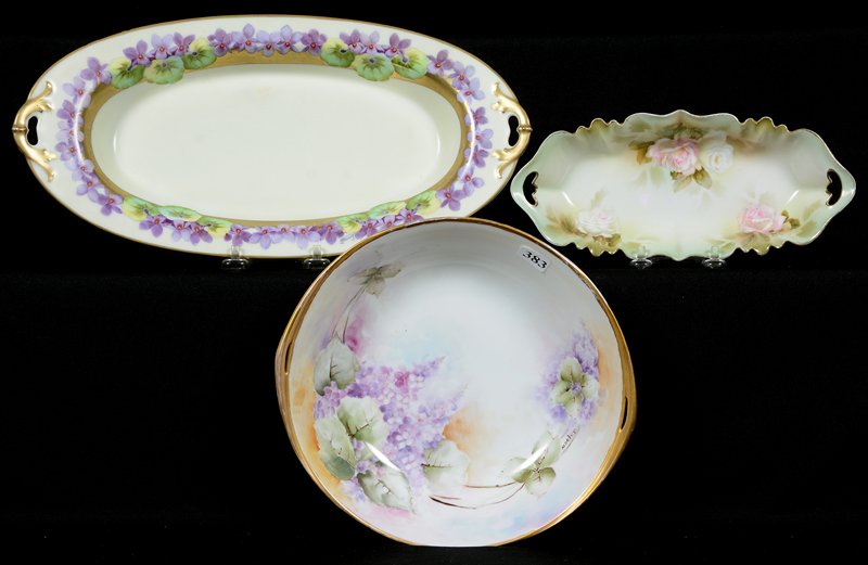 (3) PORCELAIN DISHES WITH FLORAL DECOR (1 of 2)