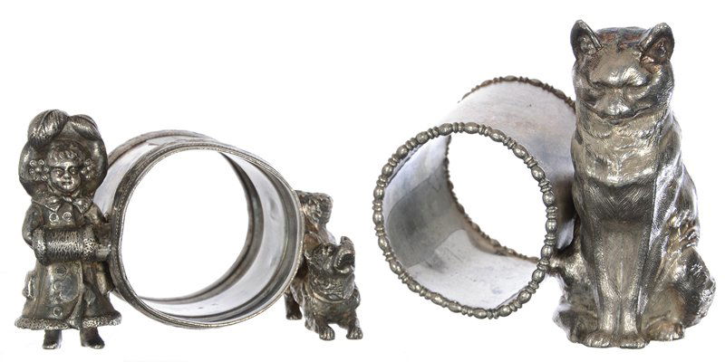 (2) UNMARKED SILVERPLATE FIGURAL NAPKIN RINGS (1 of 3)
