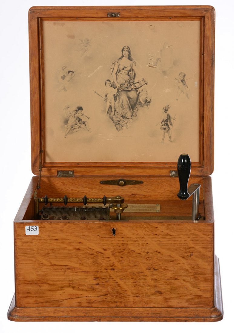 8 1/2" X 14" REGINA MUSIC BOX IN OAK CASE (1 of 4)