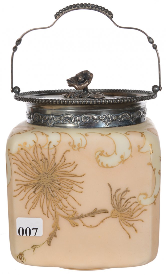 6 1/2" UNMARKED CROWN MILANO SQUARE BISCUIT JAR (1 of 3)