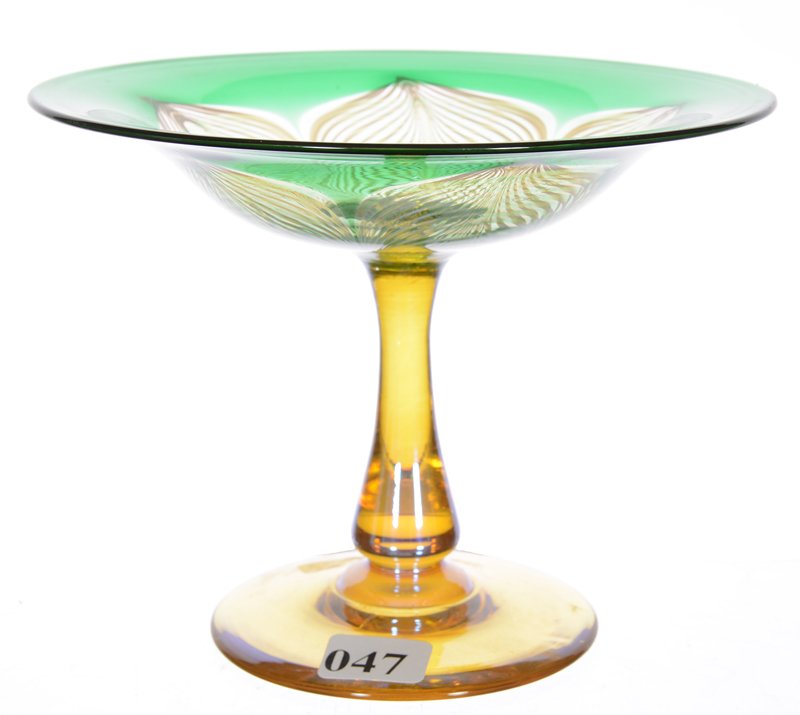 4 3/4" X 6" UNMARKED DURAND ART GLASS COMPOTE (1 of 3)