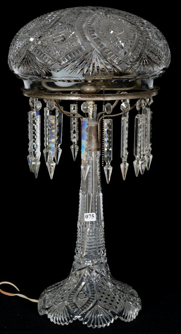 23 1/2" X 12" AMERICAN BRILLIANT CUT GLASS TABLE LAMP (1 of 4)