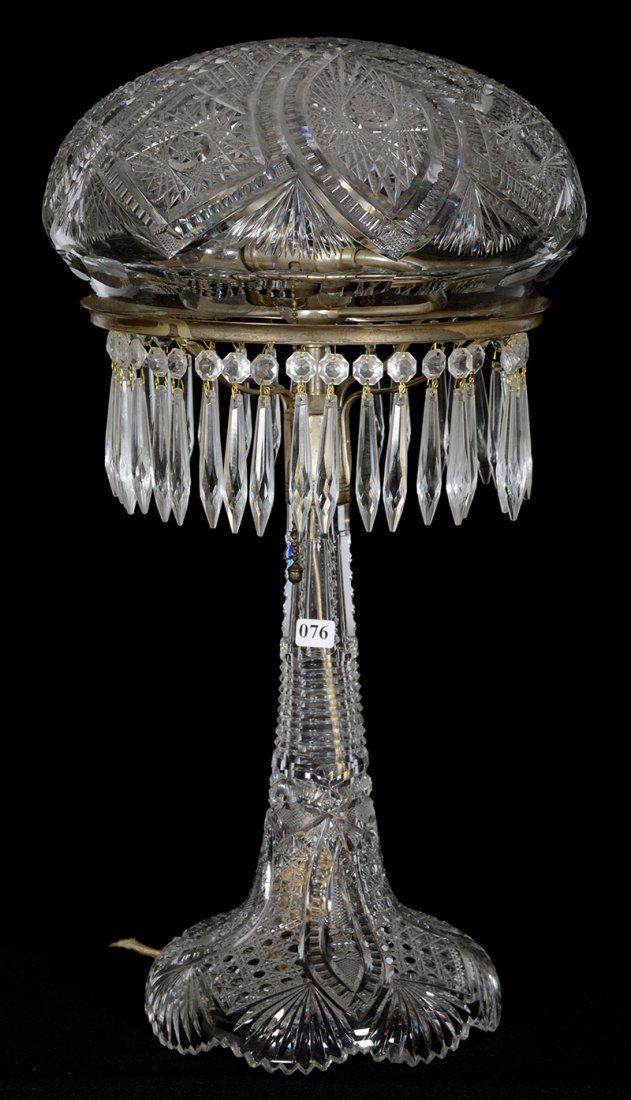 22 1/2" X 12" AMERICAN BRILLIANT CUT GLASS TABLE LAMP (1 of 5)