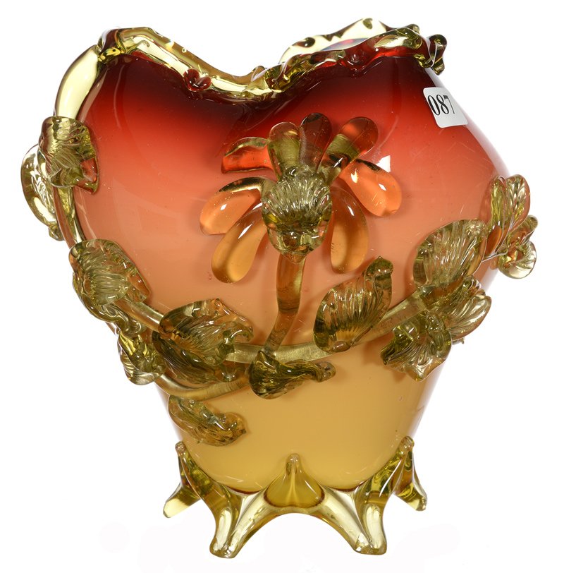 8" PEACHBLOW CASED ART GLASS VASE (1 of 6)