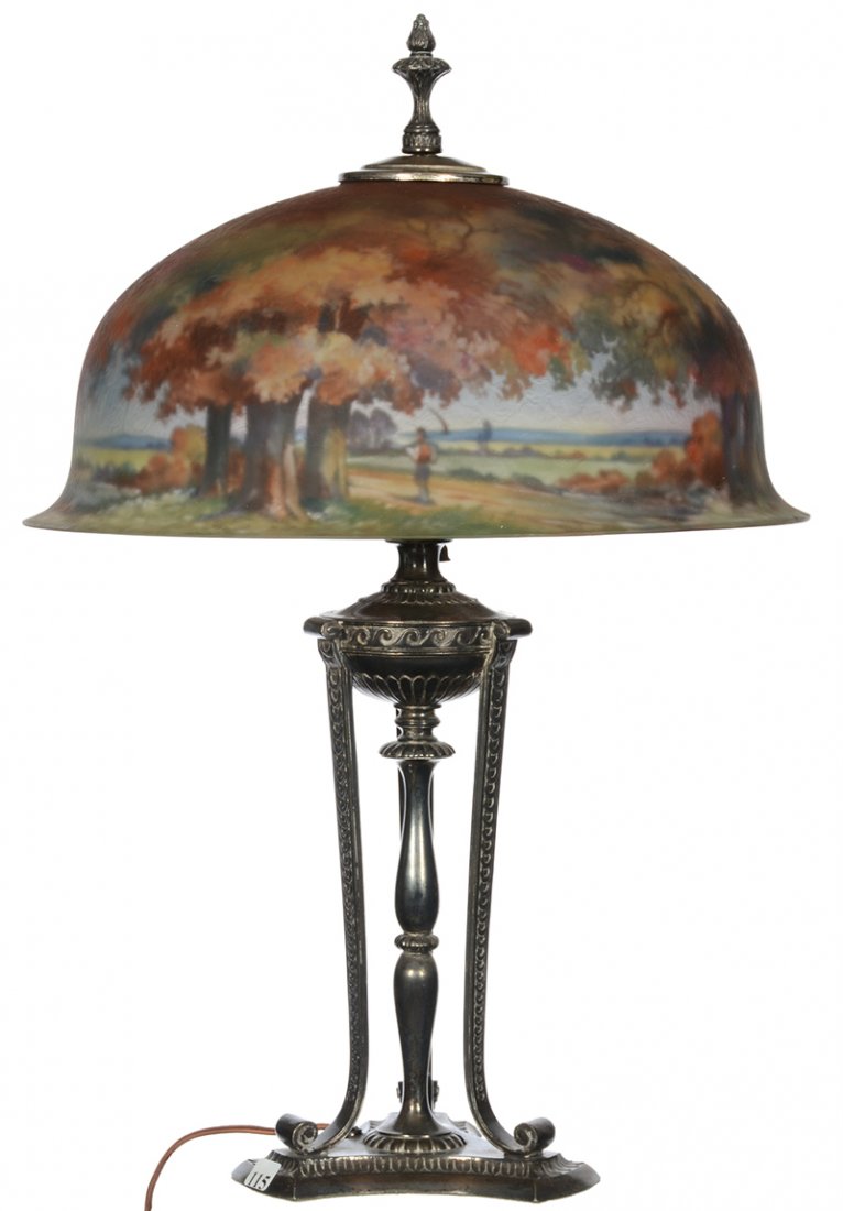 23" X 15 1/2" MARKED PAIRPOINT REVERSE PAINTED TABLE (1 of 6)