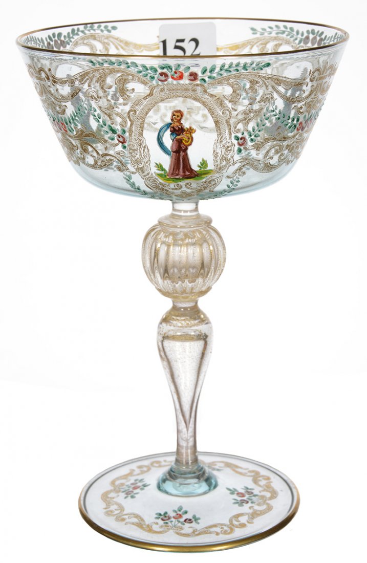 7" UNMARKED EARLY ITALIAN TOASTING GOBLET (1 of 5)