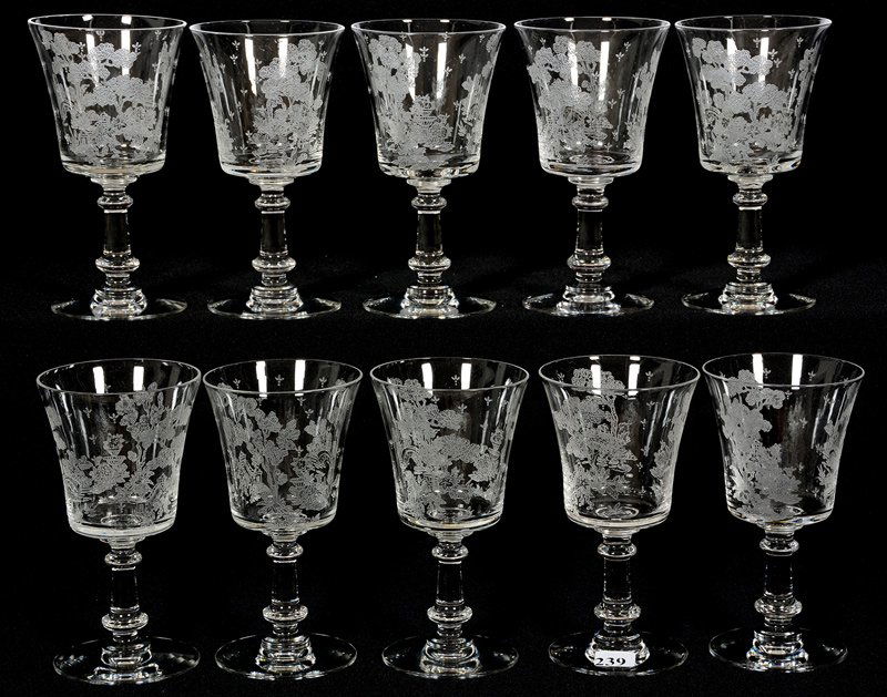 (10) 6 1/4" CRYSTAL WATER GOBLETS (1 of 3)