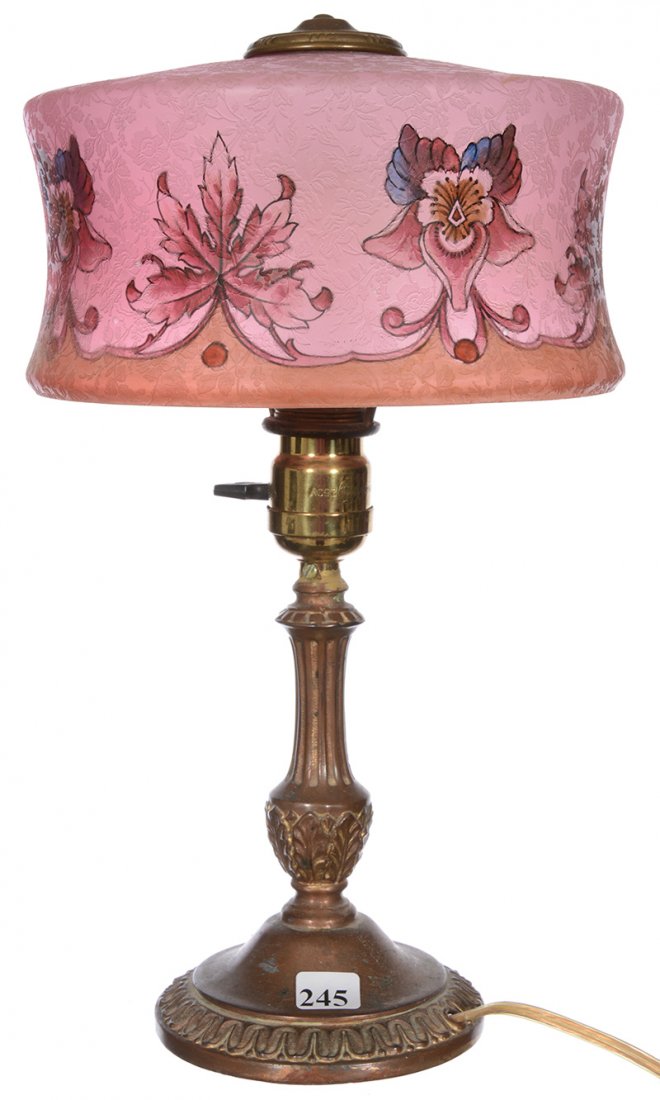 14" X 8 1/4" REVERSE PAINTED DESK LAMP (1 of 3)
