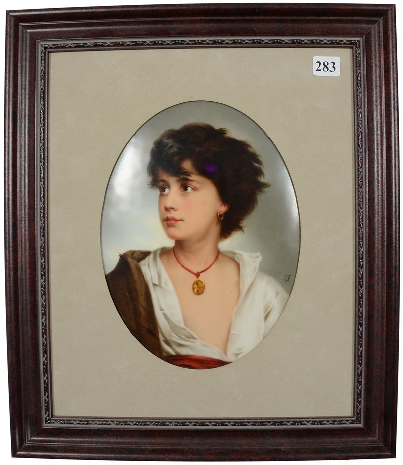 8 1/2" X 6 1/4" OVAL PORCELAIN PORTRAIT PLAQUE (1 of 3)
