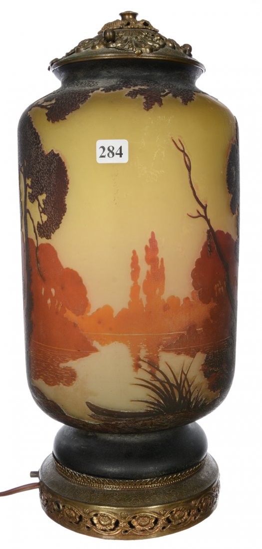 16" SIGNED MULLER FRES LUNEVILLE FRENCH CAMEO ART GLASS (1 of 4)