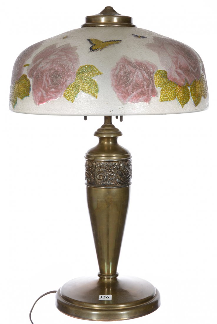 20 1/2" X 14" MARKED PAIRPOINT REVERSE PAINTED TABLE (1 of 4)