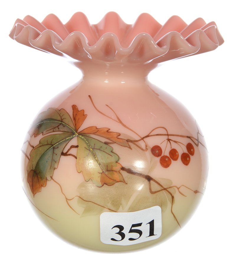 3 1/4" X 3" GLOSSY DECORATED BURMESE BALL SHAPED VASE (1 of 3)