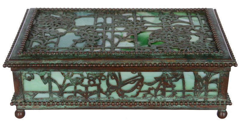 2" X 6 1/2" X 4" MARKED TIFFANY STUDIOS BRONZE & (1 of 5)