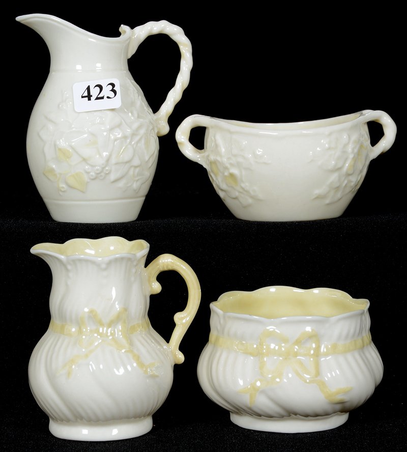 (2) IRISH BELLEEK SUGAR AND CREAMER SETS (1 of 3)