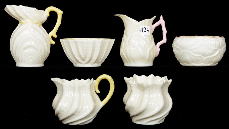 (3) IRISH BELLEEK CREAMER AND SUGAR SETS (1 of 4)