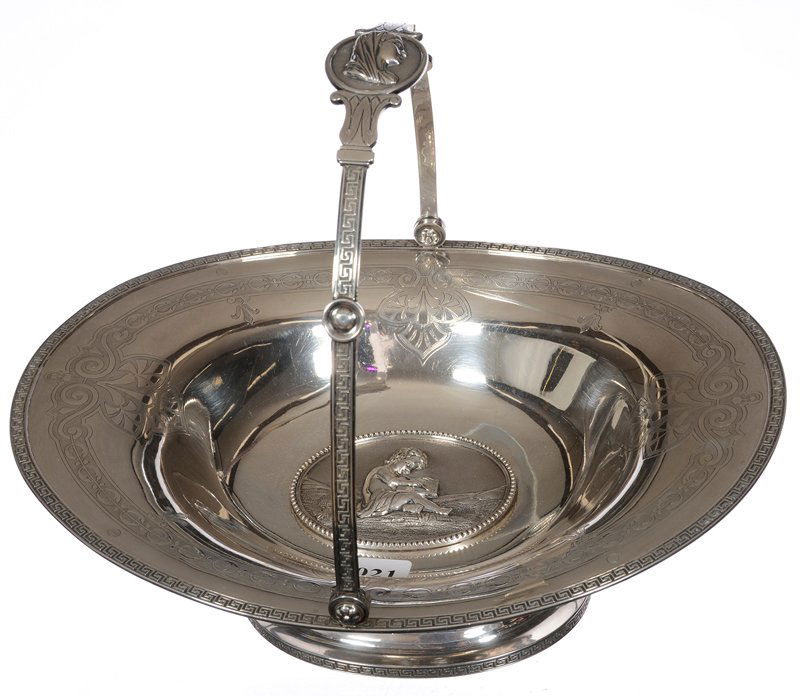 9 1/2" X 11 1/2" COIN SILVER PEDESTAL BASKET DESIGNED B (1 of 4)