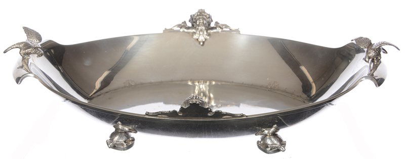 11 1/2" X 8" GORHAM #350 COIN SILVER FOOTED OVAL DISH (1 of 5)