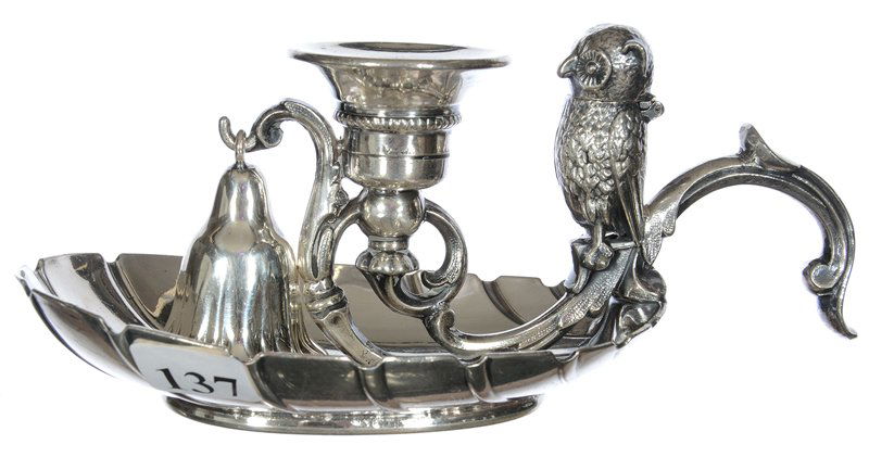 3" X 7" FIGURAL SILVERPLATE CHAMBERSTICK (1 of 4)