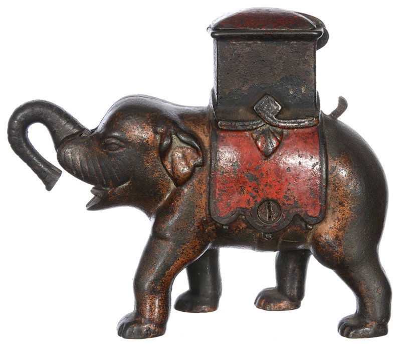 5 1/2" X 6 1/2" CAST IRON MECHANICAL ELEPHANT HOWDAH BA (1 of 4)