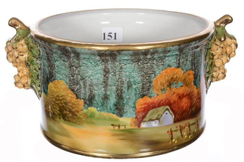 4" X 8" NIPPON (GREEN WREATH MARK) ROUND FERNER (1 of 3)