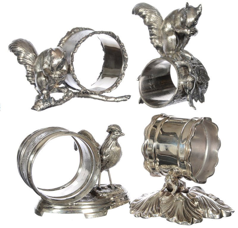 (4) FIGURAL SILVERPLATE ANIMAL NAPKIN RINGS (1 of 4)