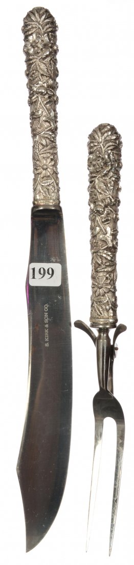 PAIR MARKED S.KIRK & SONS .925 SILVER CARVING SET (1 of 3)