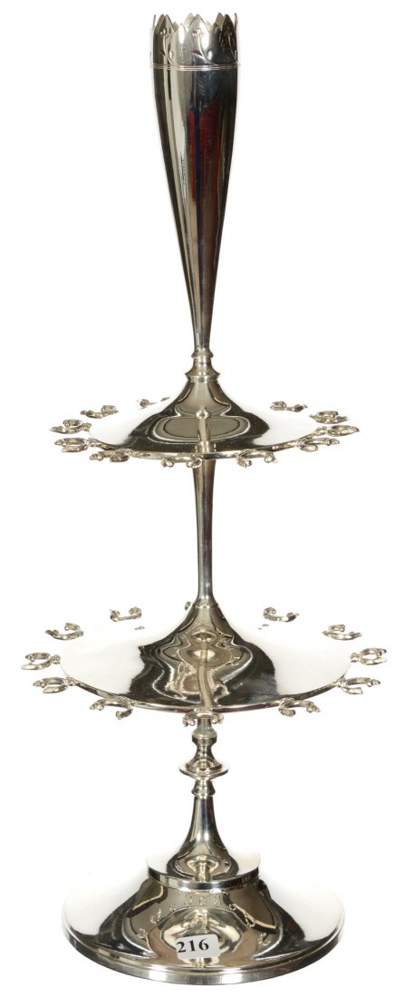 19" X 7 1/2" ROGERS SMITH SILVERPLATE TWO-TIER SPOON HO (1 of 3)