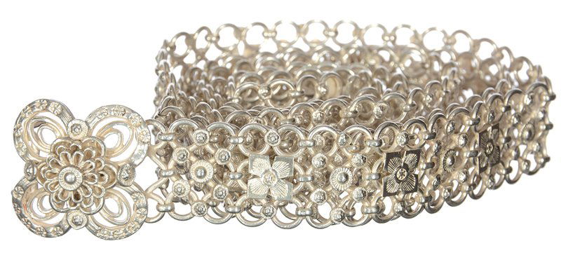 35" MARKED "100%" PURE SILVER BELT (1 of 3)