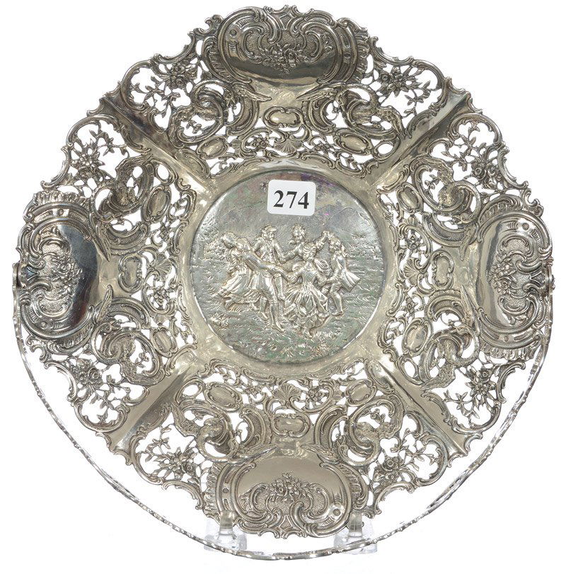8" X 9" MARKED 800 COIN SILVER RETICULATED FOOTED BASKE (1 of 3)
