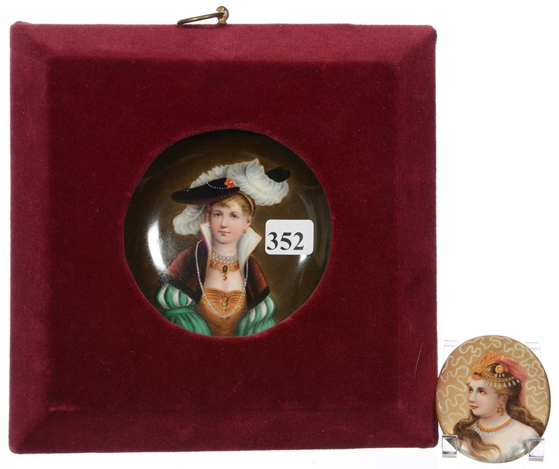 (2) UNMARKED GERMAN PORCELAIN PORTRAIT ITEMS (1 of 4)