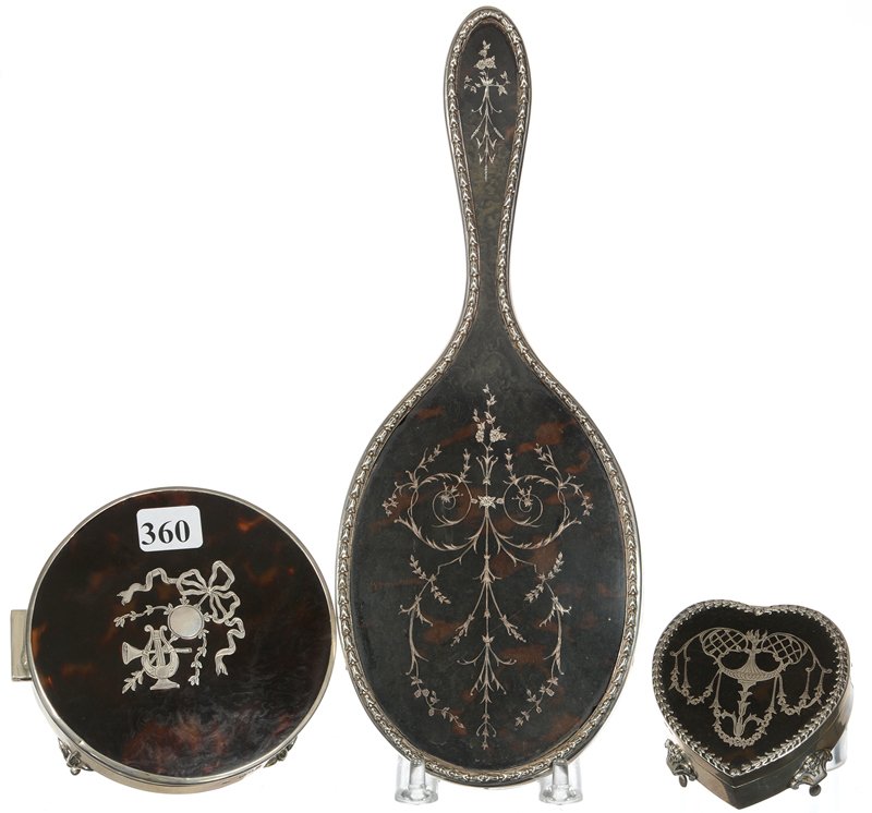 (3) COIN SILVER AND TORTOISE SHELL VANITY ITEMS (1 of 5)