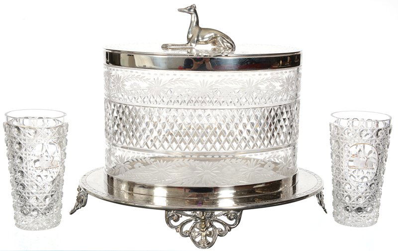 7 1/2" X 9" SILVERPLATE AND CUT GLASS SERVING PIECE (1 of 4)