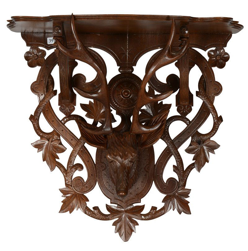 21 1/2" X 22 1/2" VICTORIAN WALNUT CARVED DEER HEAD SHE (1 of 4)