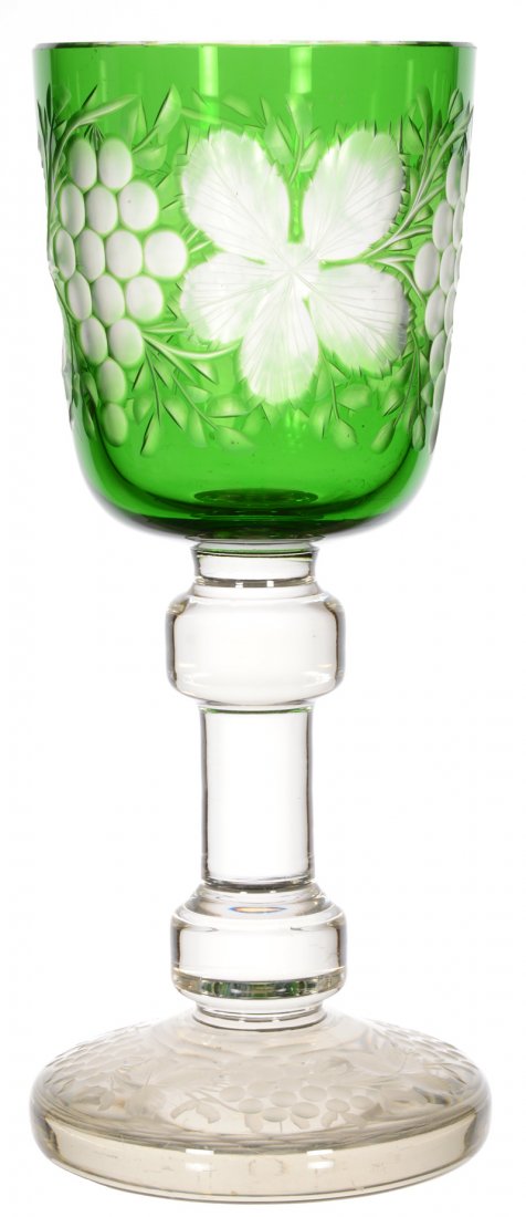 CHALICE - 10 1/2" - GREEN CUT TO CLEAR (1 of 3)