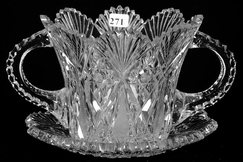 TWO HANDLED ICE TUB WITH UNDERPLATE - 5 3/4" X 8 1/4" - (1 of 3)