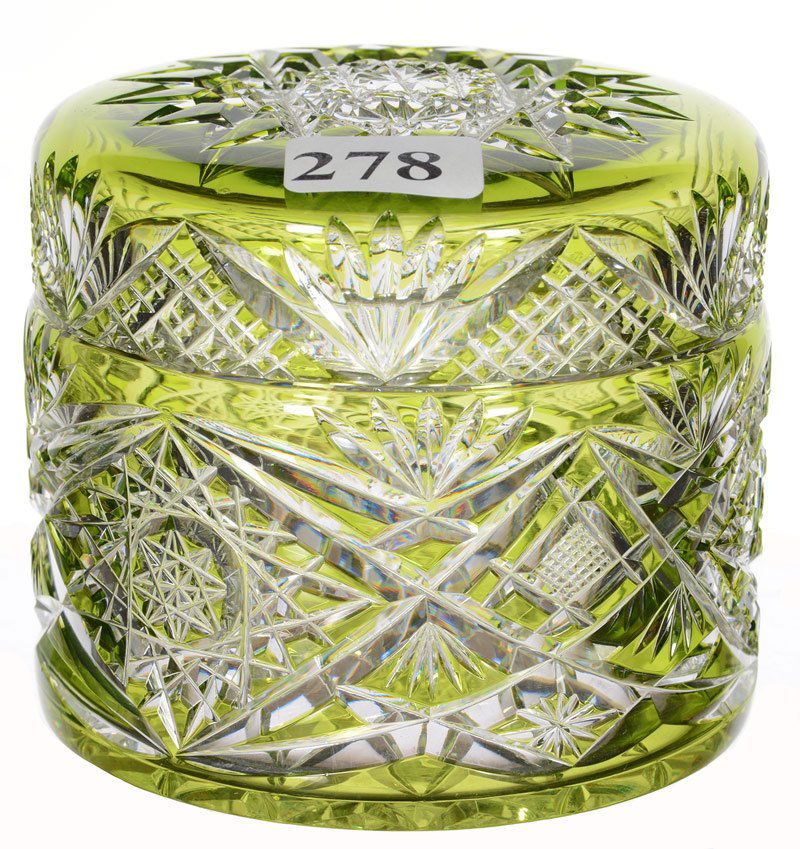 POWDER JAR - 3" X 3 1/2" - GREEN CUT TO CLEAR (1 of 3)