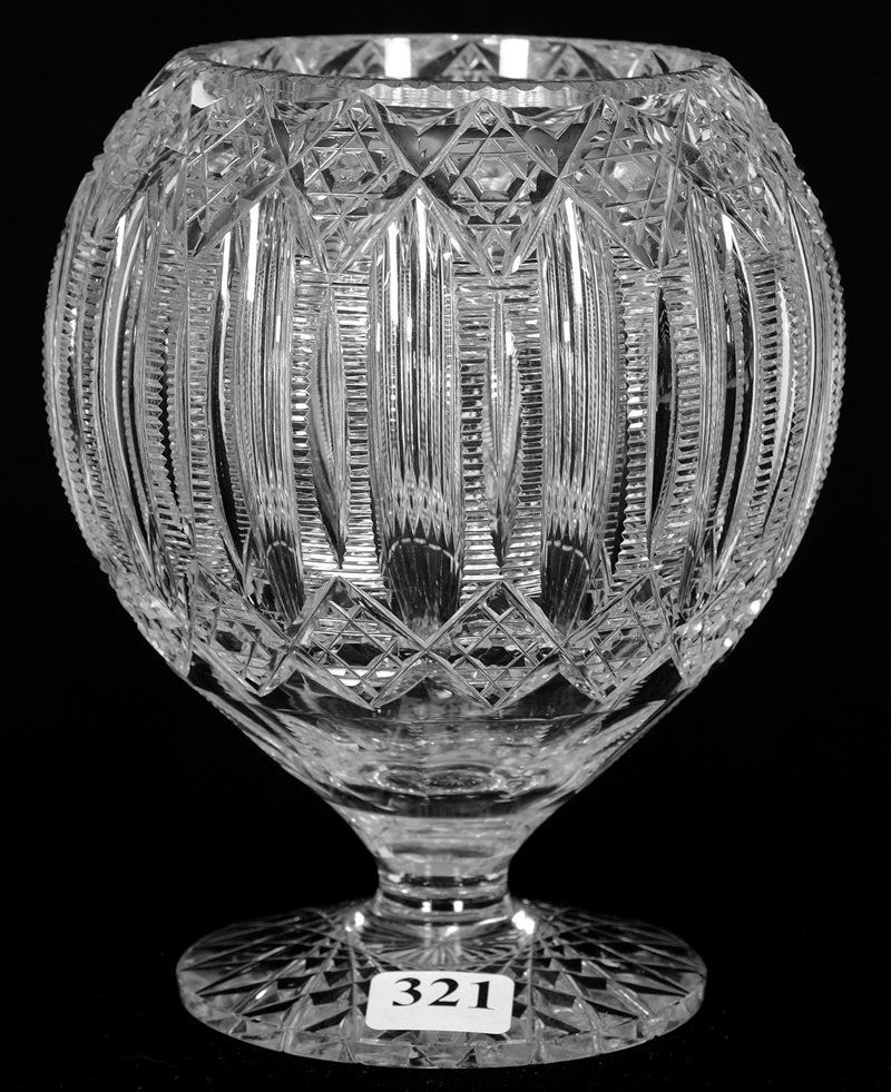 PEDESTAL ROSE BOWL - 6" X 4 3/4" - ABCG - SIGNED HAWKES (1 of 4)