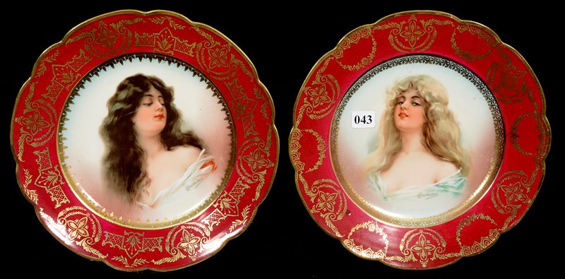 (2) 9 3/4" MARKED AUSTRIA PORTRAIT PLATES (1 of 4)