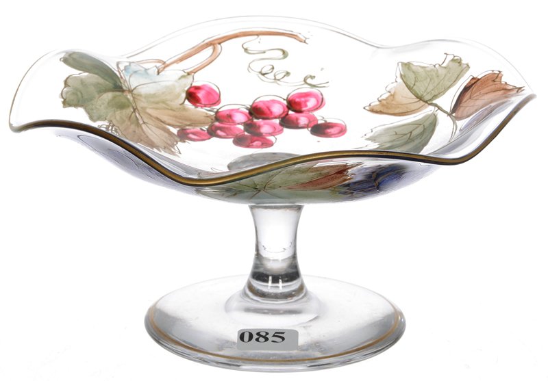 3 3/4" X 7 1/2" NAPOLI ART GLASS COMPOTE BY MT. (1 of 3)